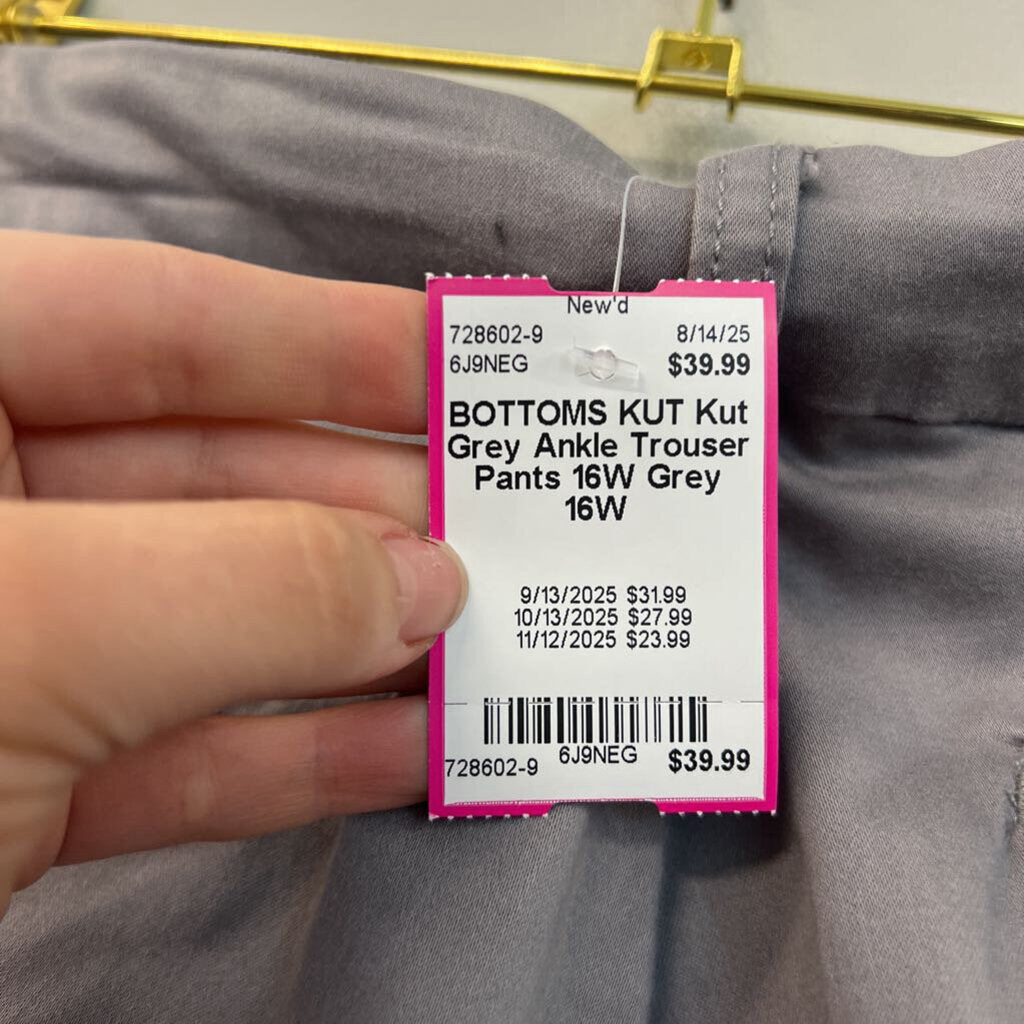 Kut Grey Ankle Trouser Pants 16W