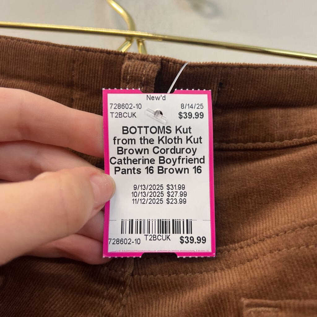 Kut Brown Corduroy Catherine Boyfriend Pants 16