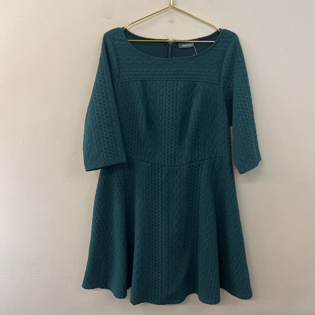 ModCloth Green Cable Knit Pattern Long Sleeve Dress Extra Large