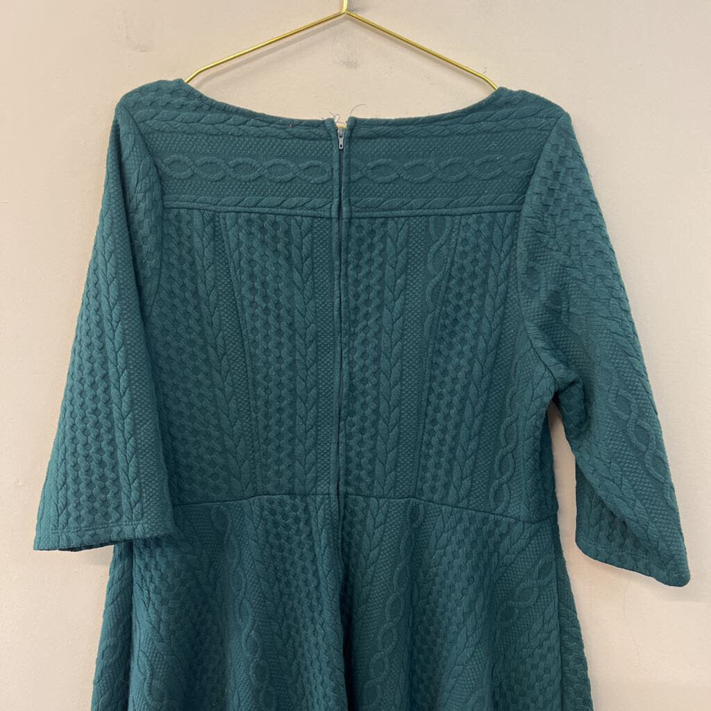 ModCloth Green Cable Knit Pattern Long Sleeve Dress Extra Large