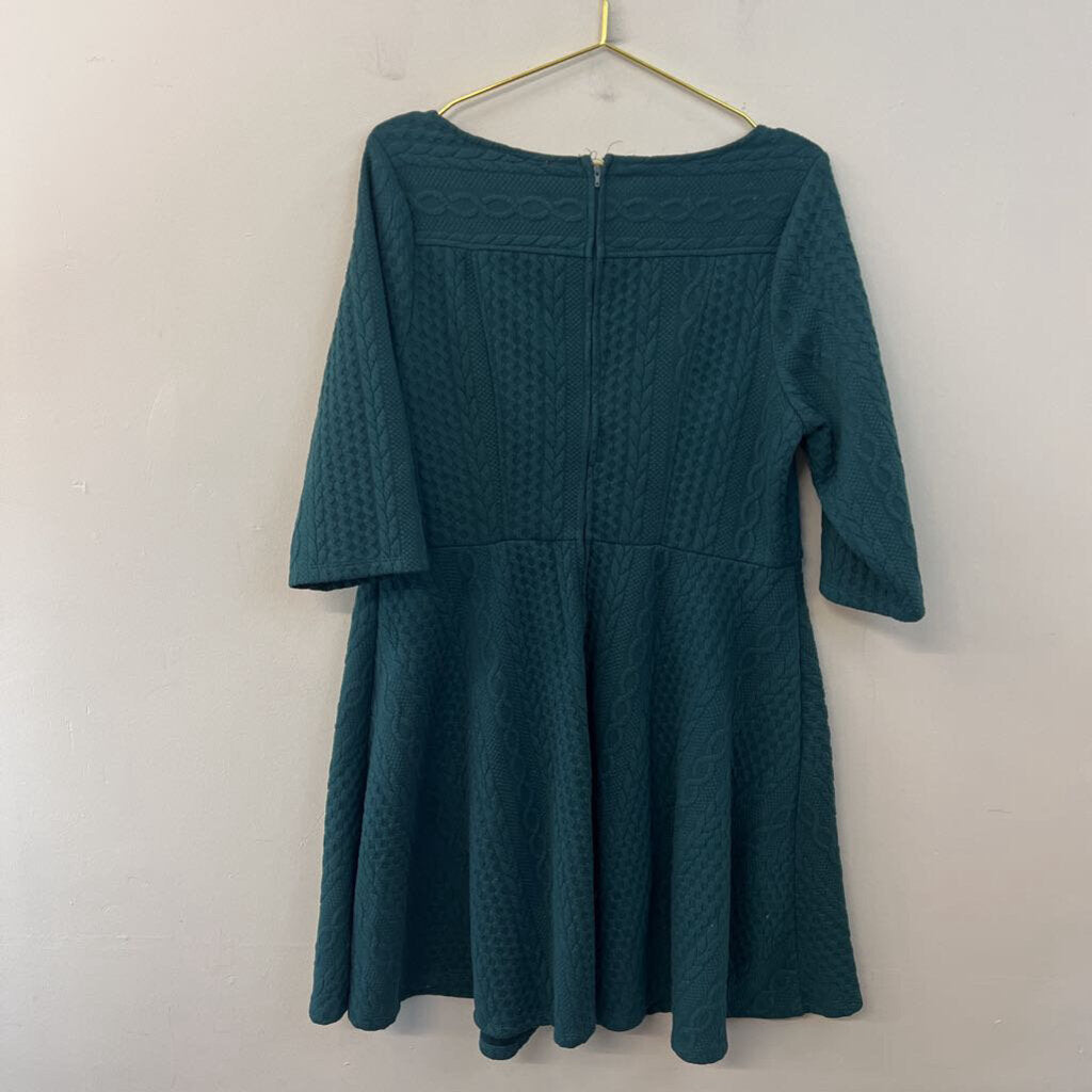 ModCloth Green Cable Knit Pattern Long Sleeve Dress Extra Large