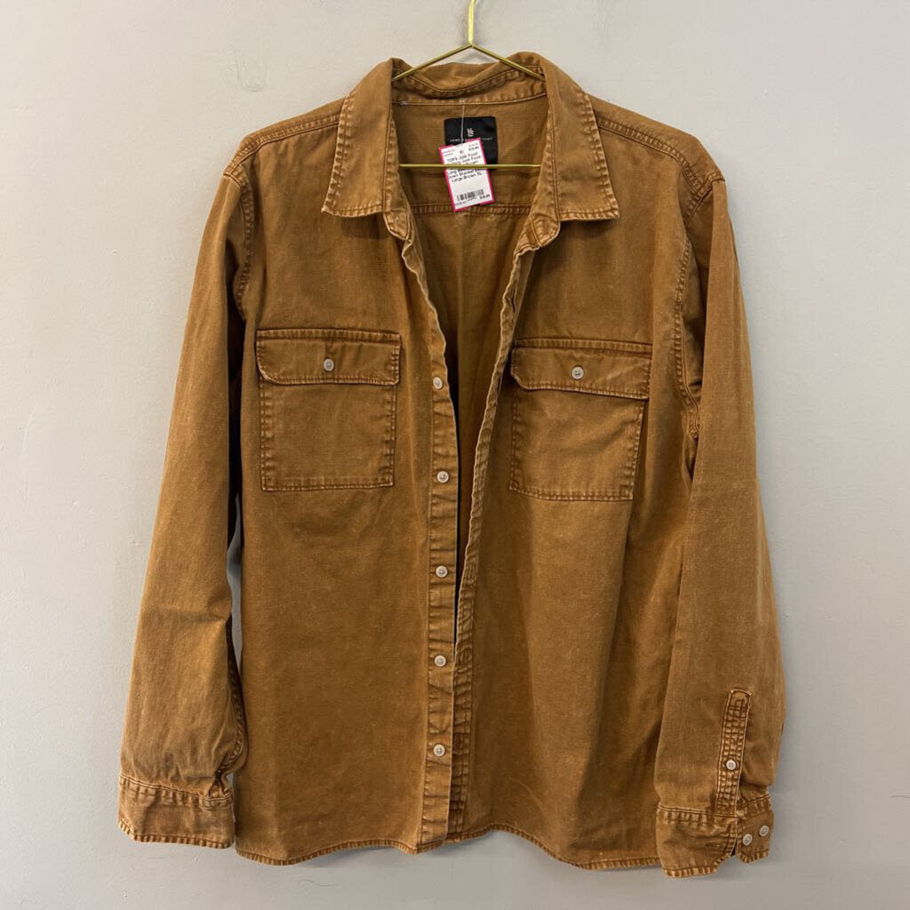 Junk Food Clothing Brown Long Sleeve Button Down Shacket Extra Large
