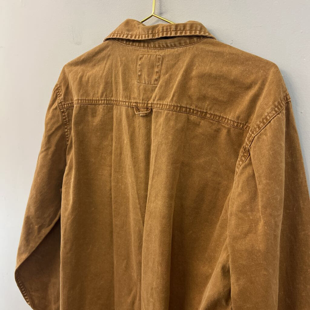 Junk Food Clothing Brown Long Sleeve Button Down Shacket Extra Large