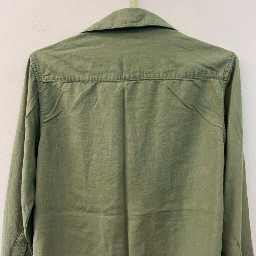 Saks Fifth Avenue Green Long Sleeve Button Down Top Small