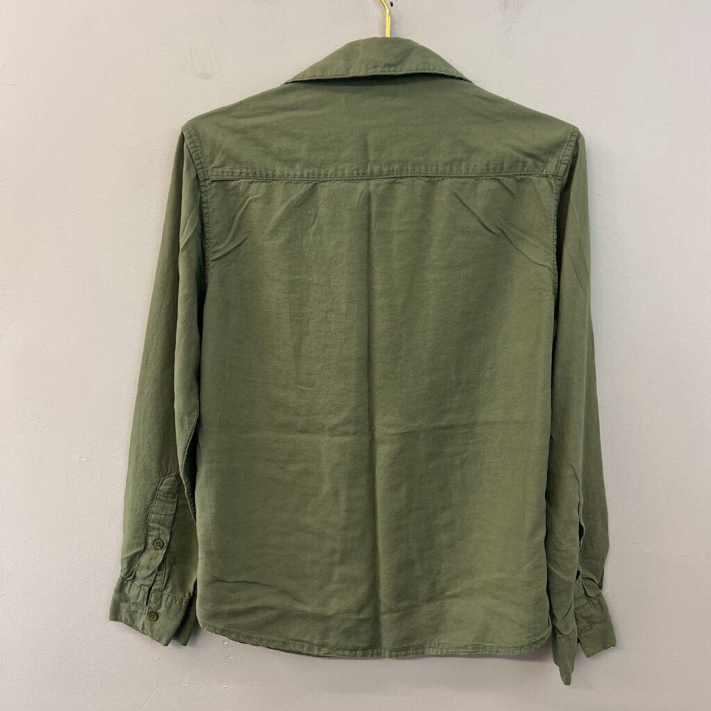 Saks Fifth Avenue Green Long Sleeve Button Down Top Small