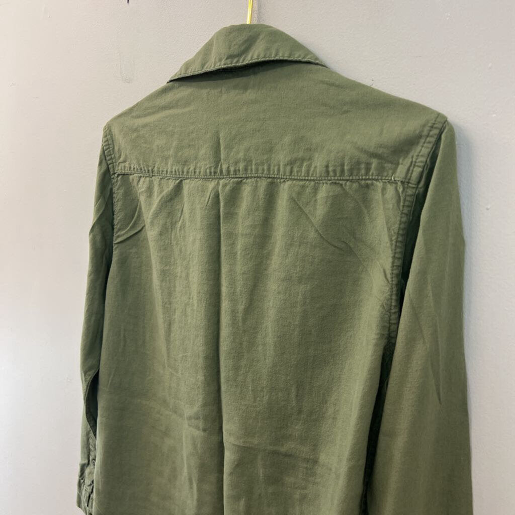 Saks Fifth Avenue Green Long Sleeve Button Down Top Small