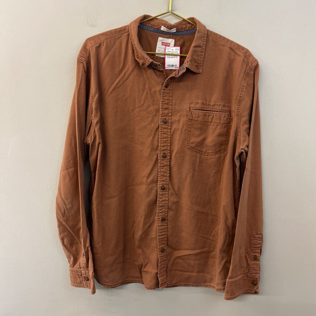 Levis Brown Denim Long Sleeve Button Down Top Extra Large