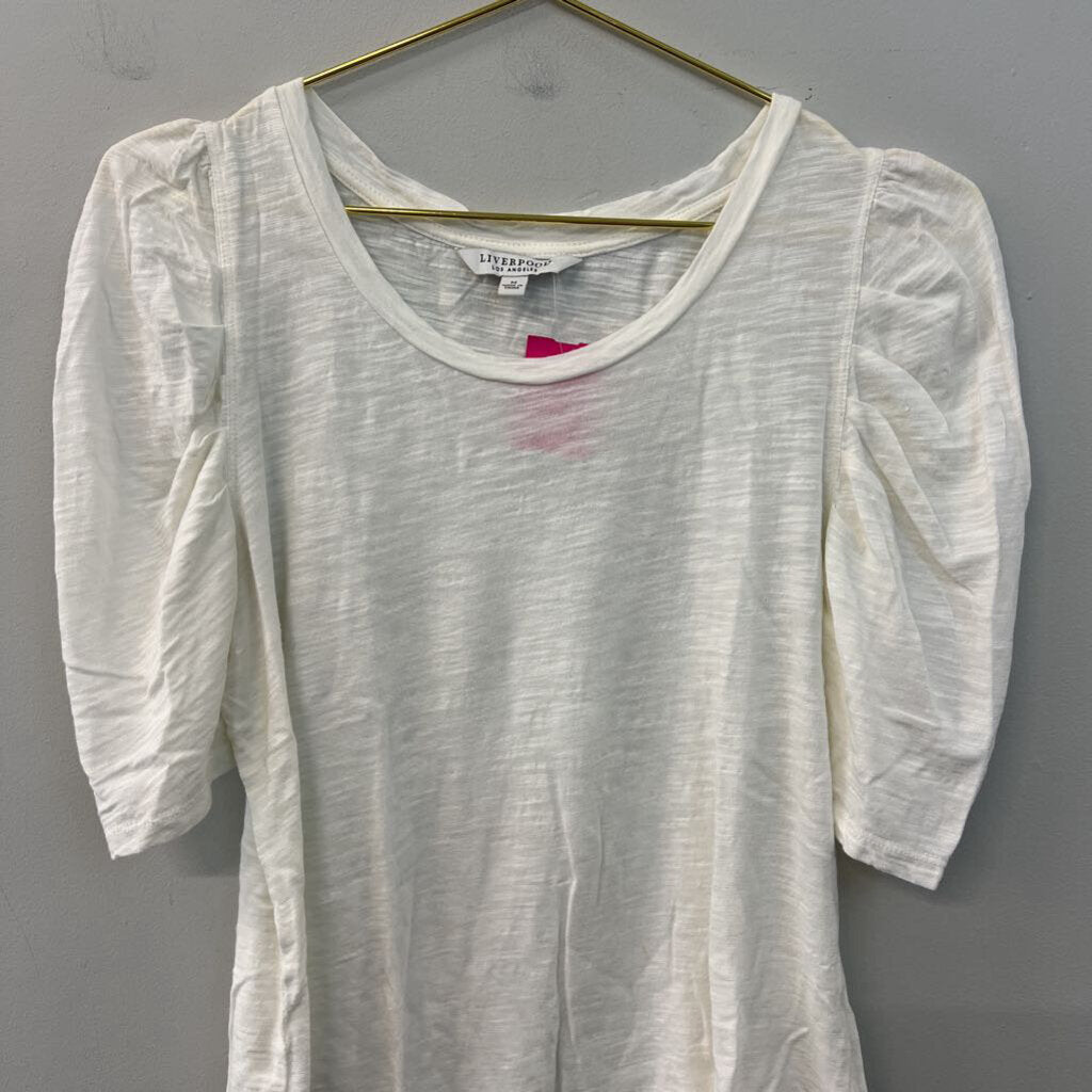 Liverpool Cream Short Puff Sleeve Top Medium