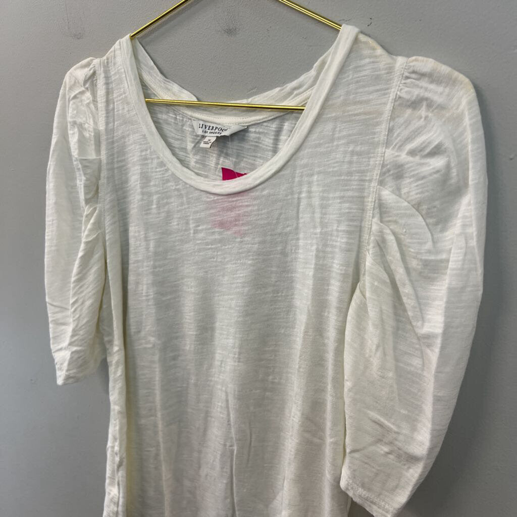 Liverpool Cream Short Puff Sleeve Top Medium
