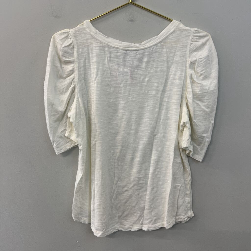 Liverpool Cream Short Puff Sleeve Top Medium