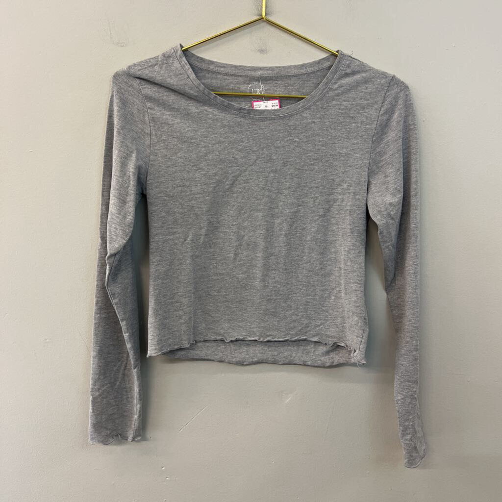 Urban Rebel Grey Cropped Long Sleeve Top Large