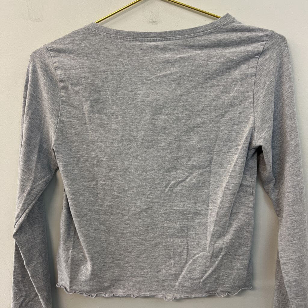 Urban Rebel Grey Cropped Long Sleeve Top Large