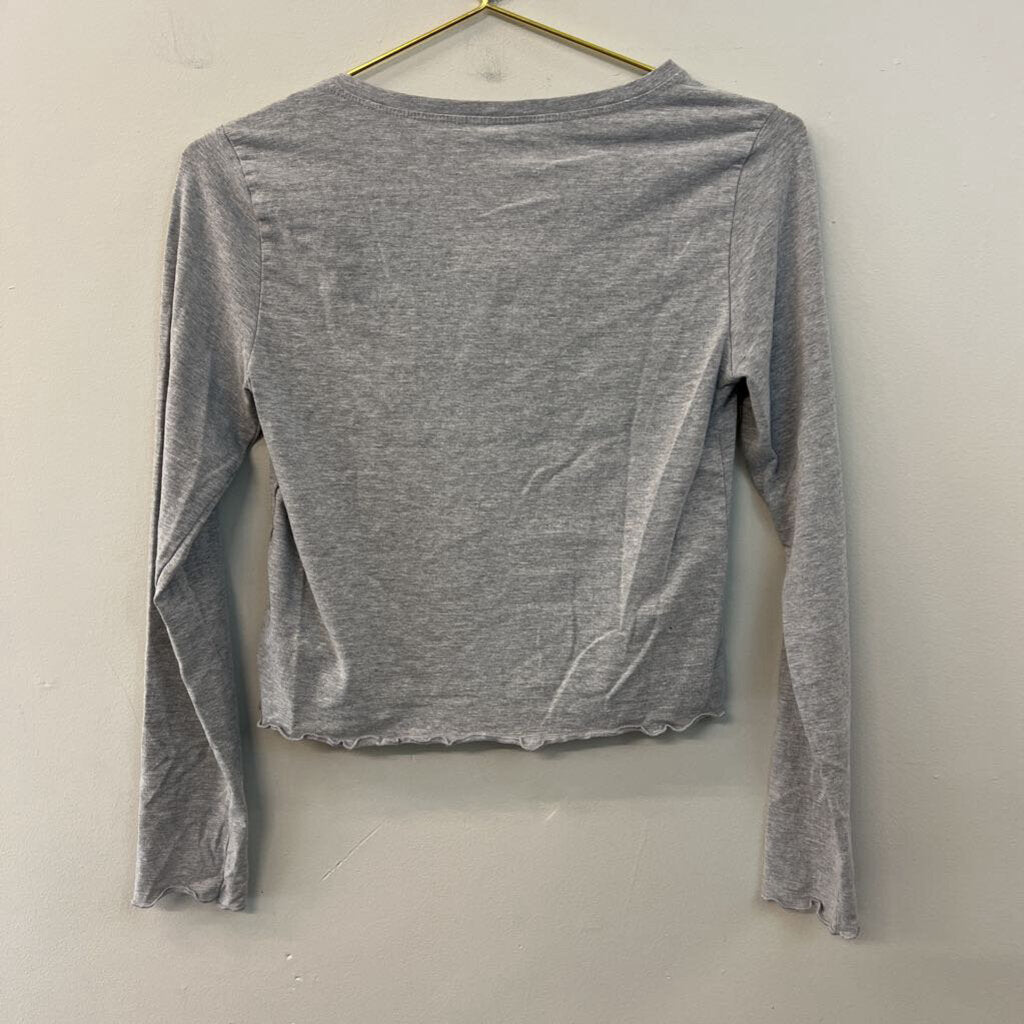 Urban Rebel Grey Cropped Long Sleeve Top Large