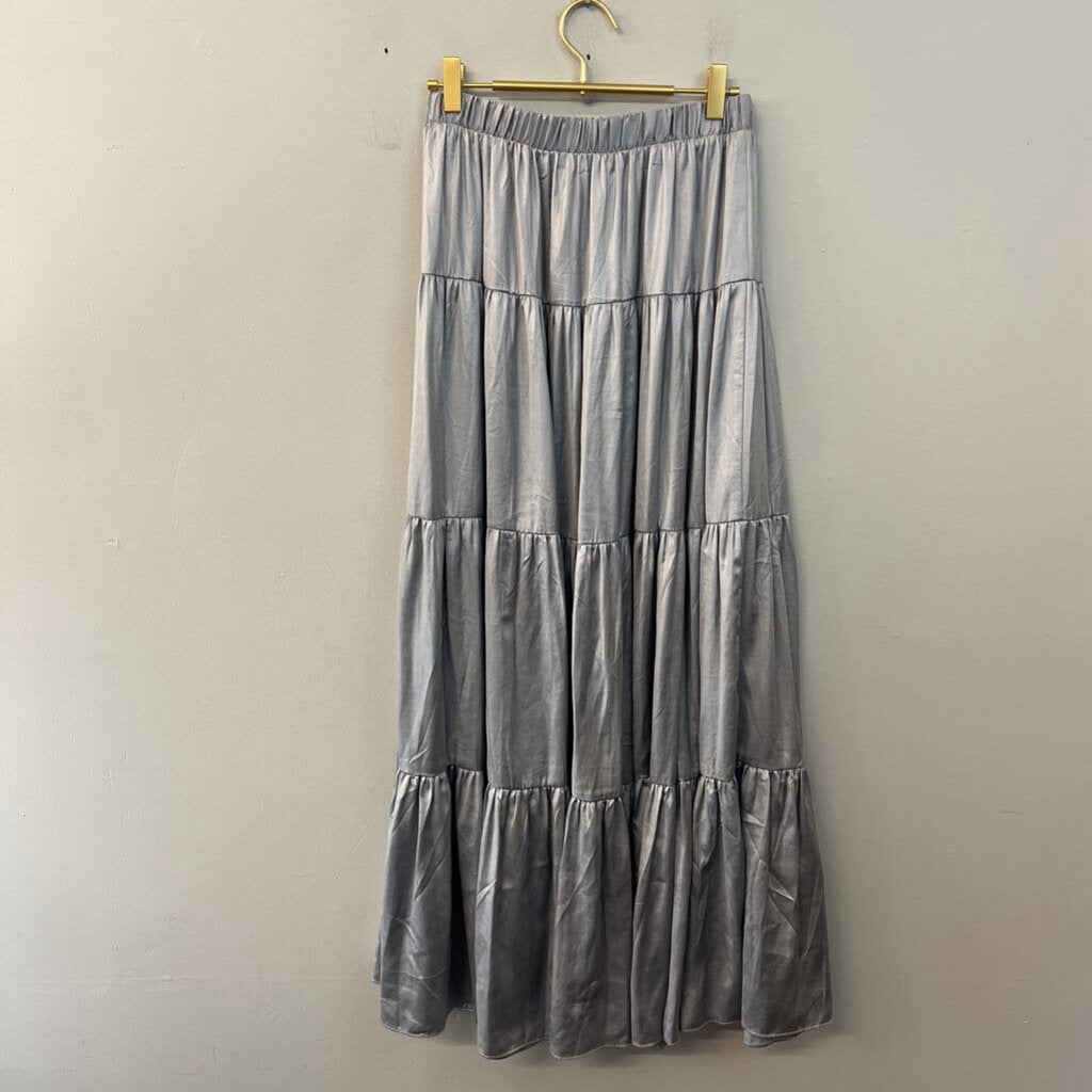 Philosophy Silver Silky Maxi Skirt Small