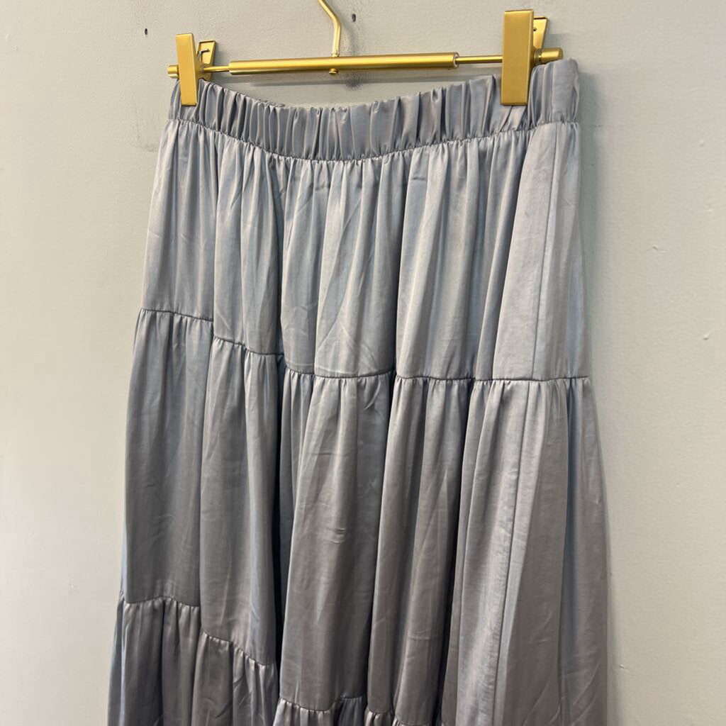 Philosophy Silver Silky Maxi Skirt Small