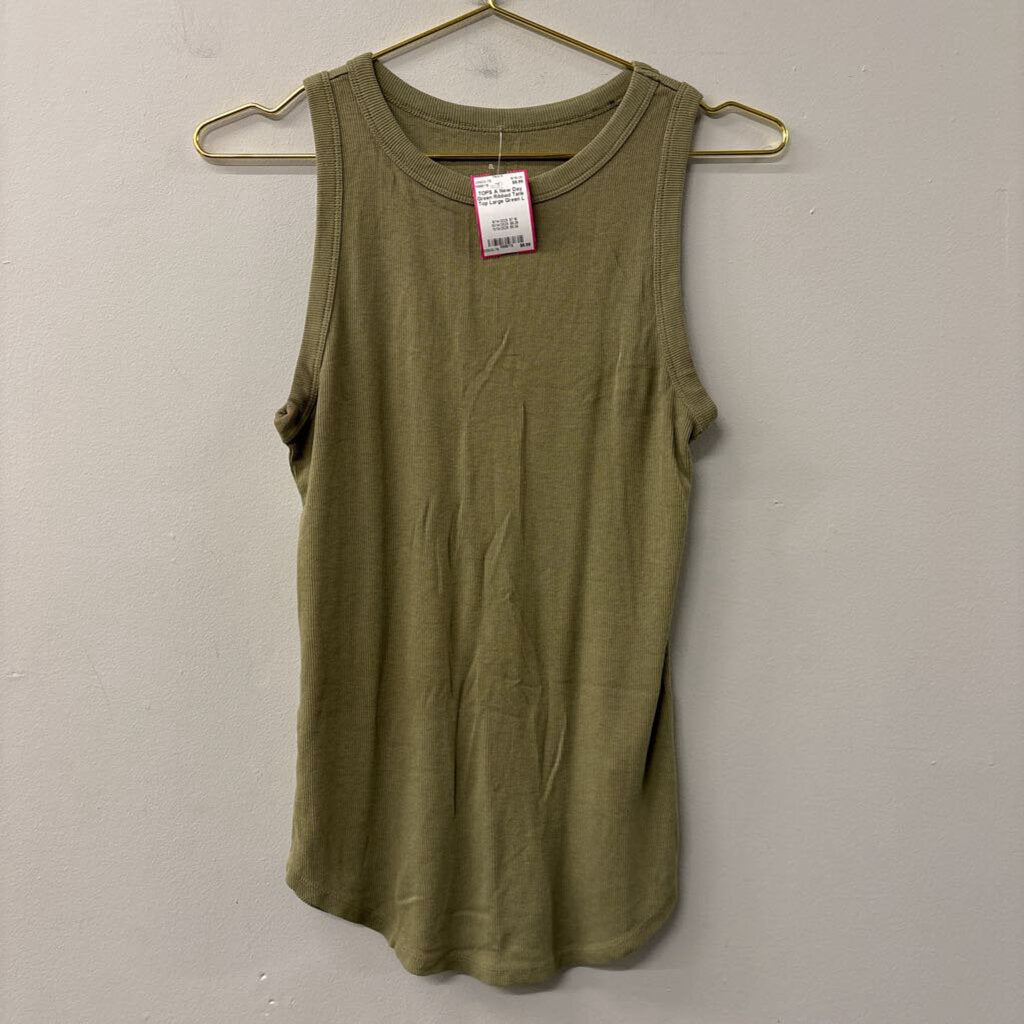 Green Ribbed Tank Top Large