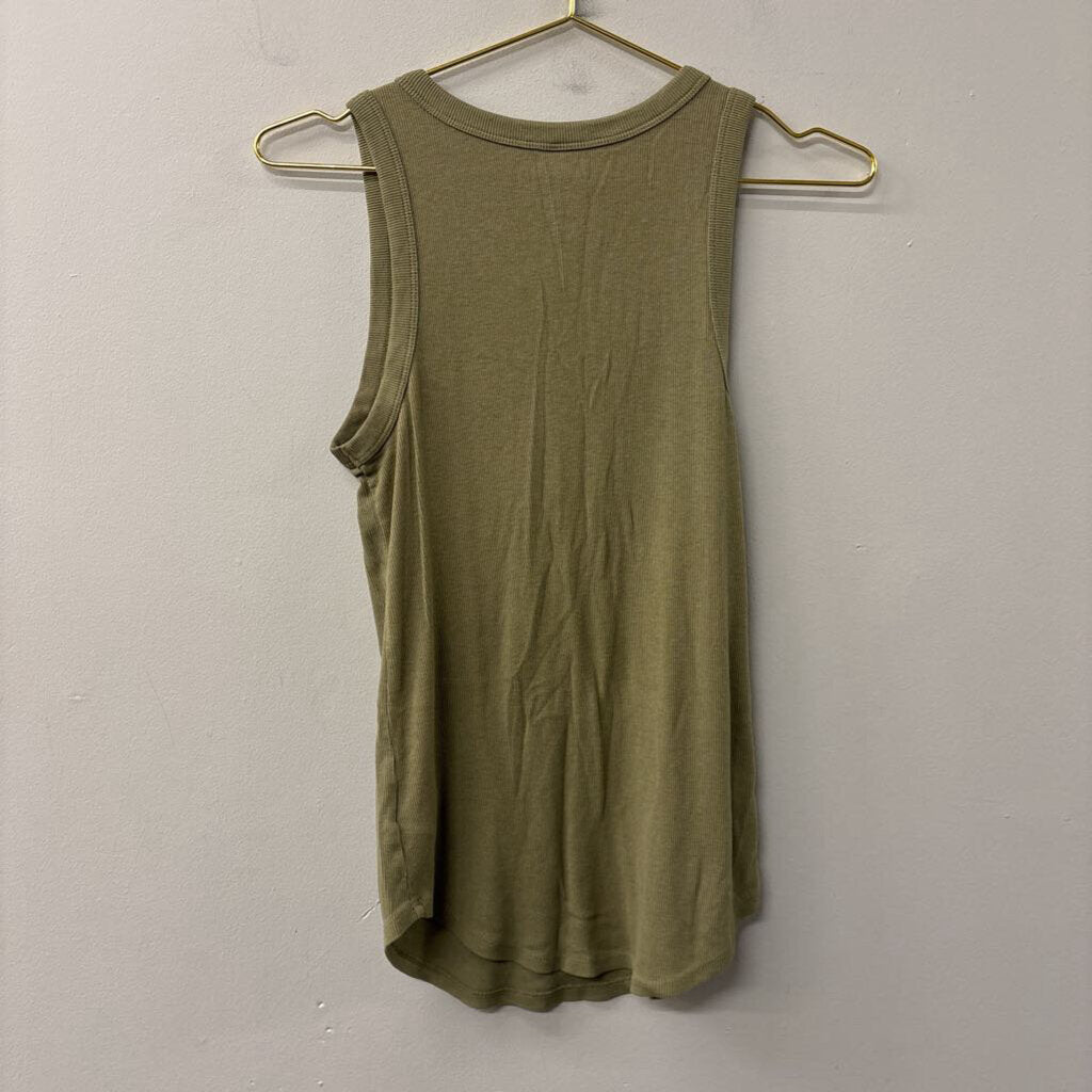 Green Ribbed Tank Top Large