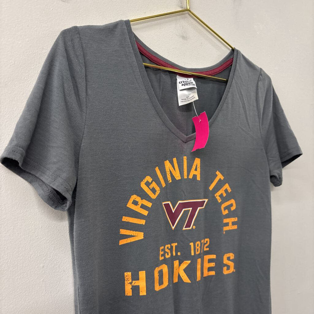 Creative Apparel Grey/ Multi Virginia Tech Short Sleeve Top Small