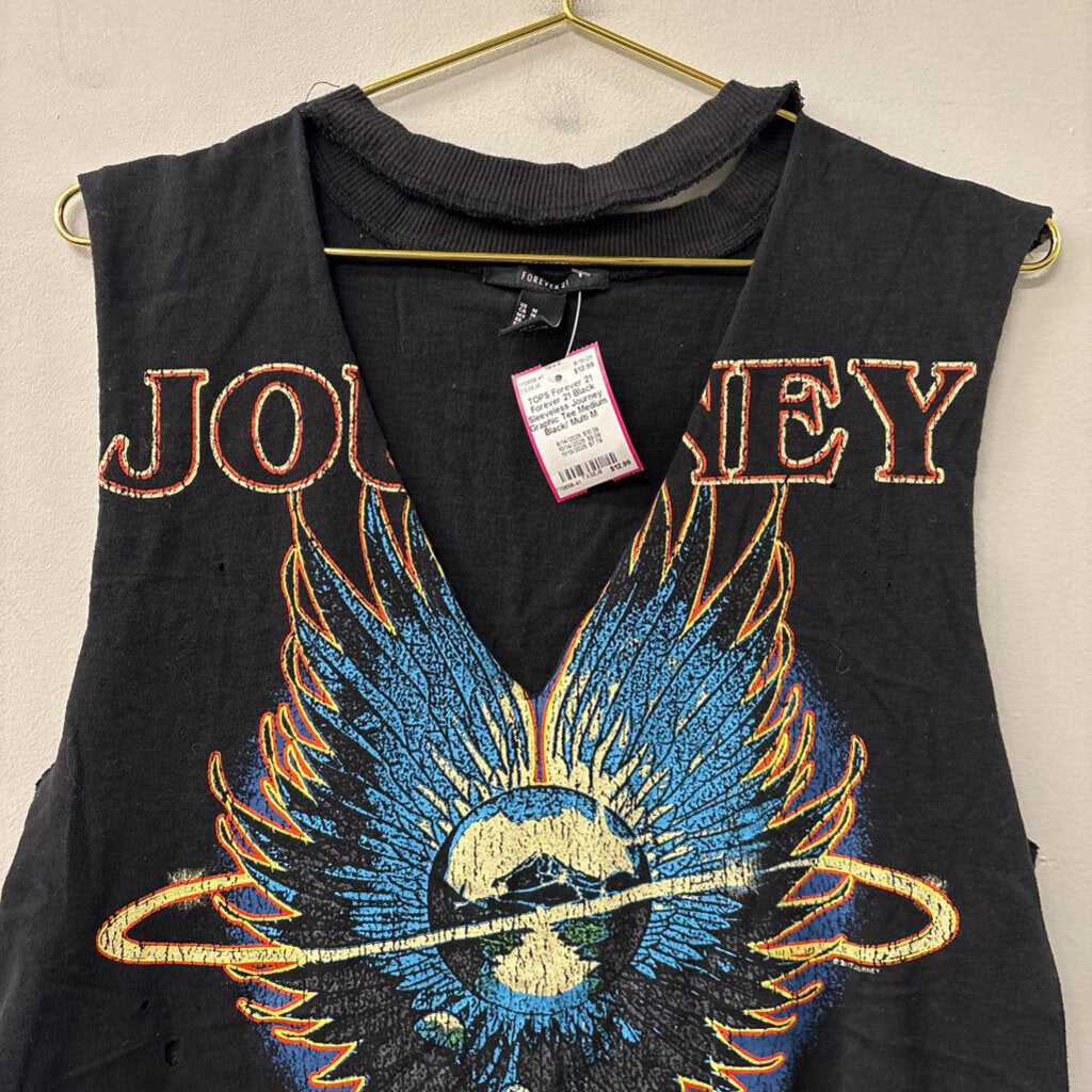Forever 21 Black Sleeveless Journey Graphic Tee Medium