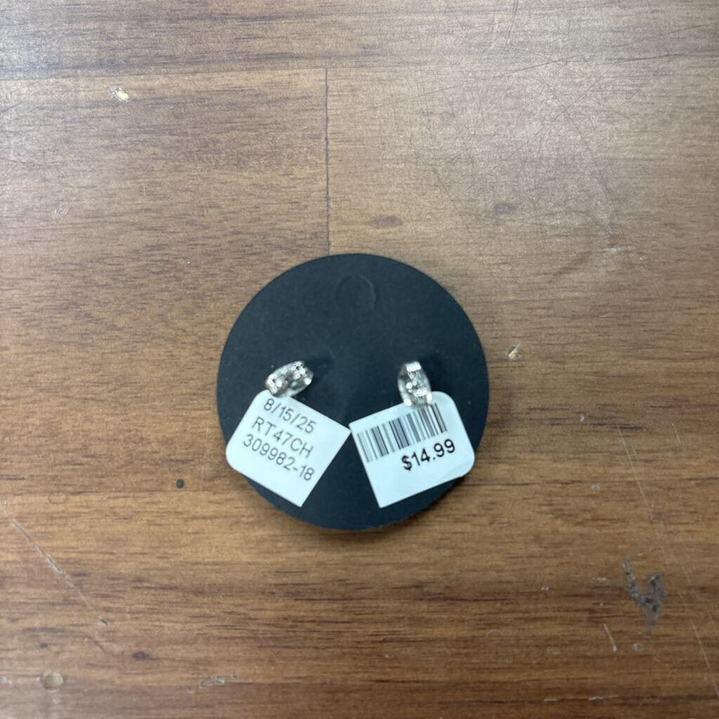 Purple/ White Print Stud Earrings