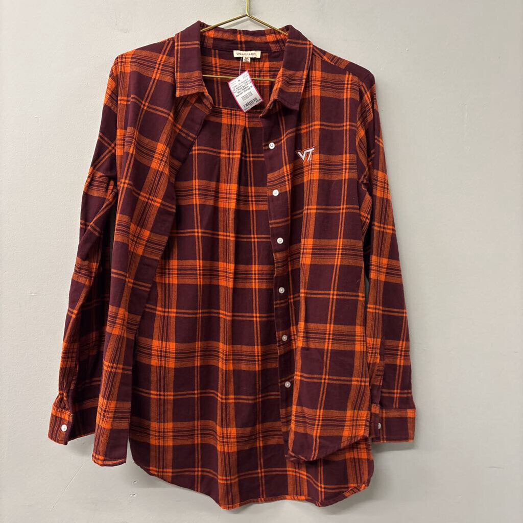UG Apparel Virginia Tech Plaid Button Up Shirt Medium