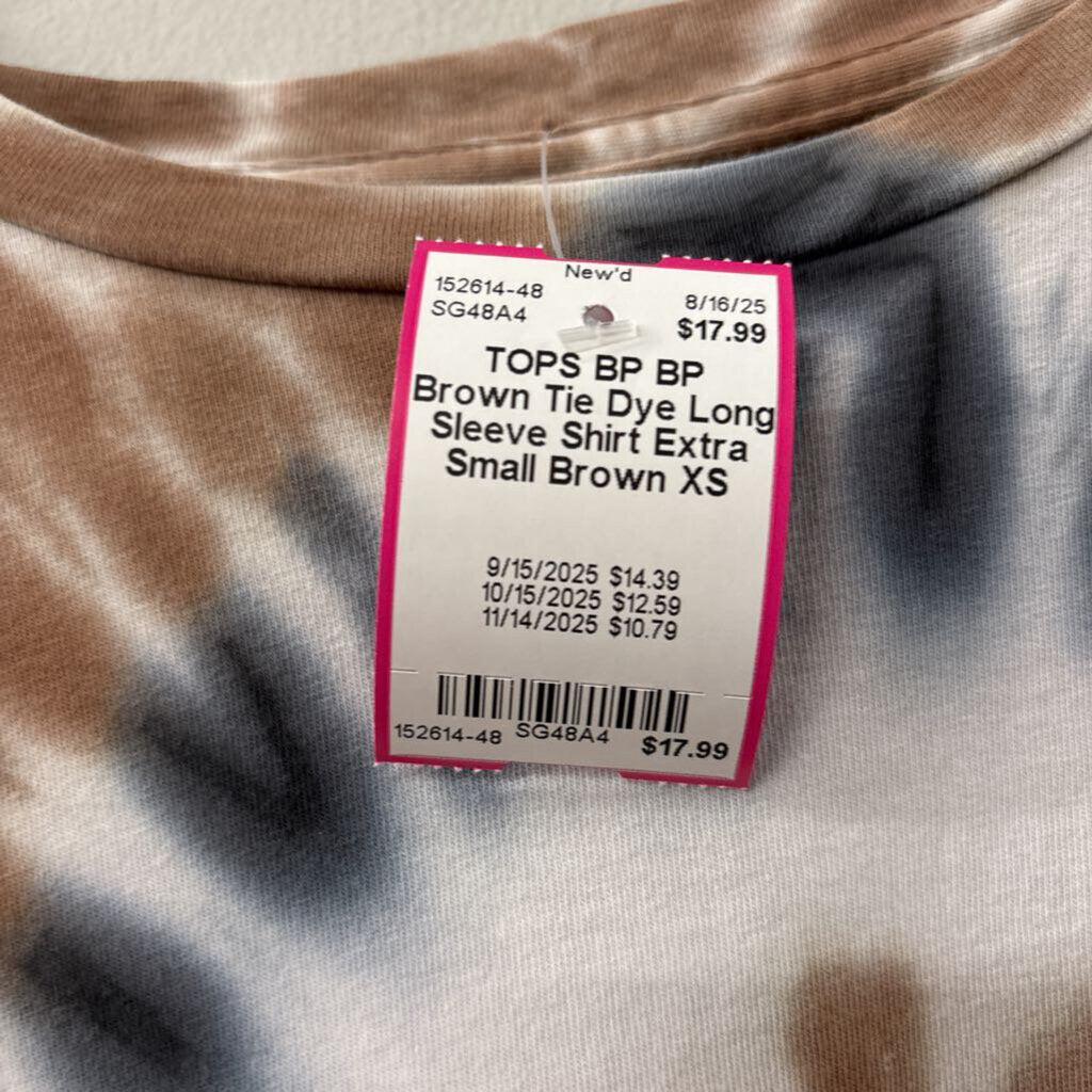 BP Brown Tie Dye Long Sleeve Shirt Extra Small