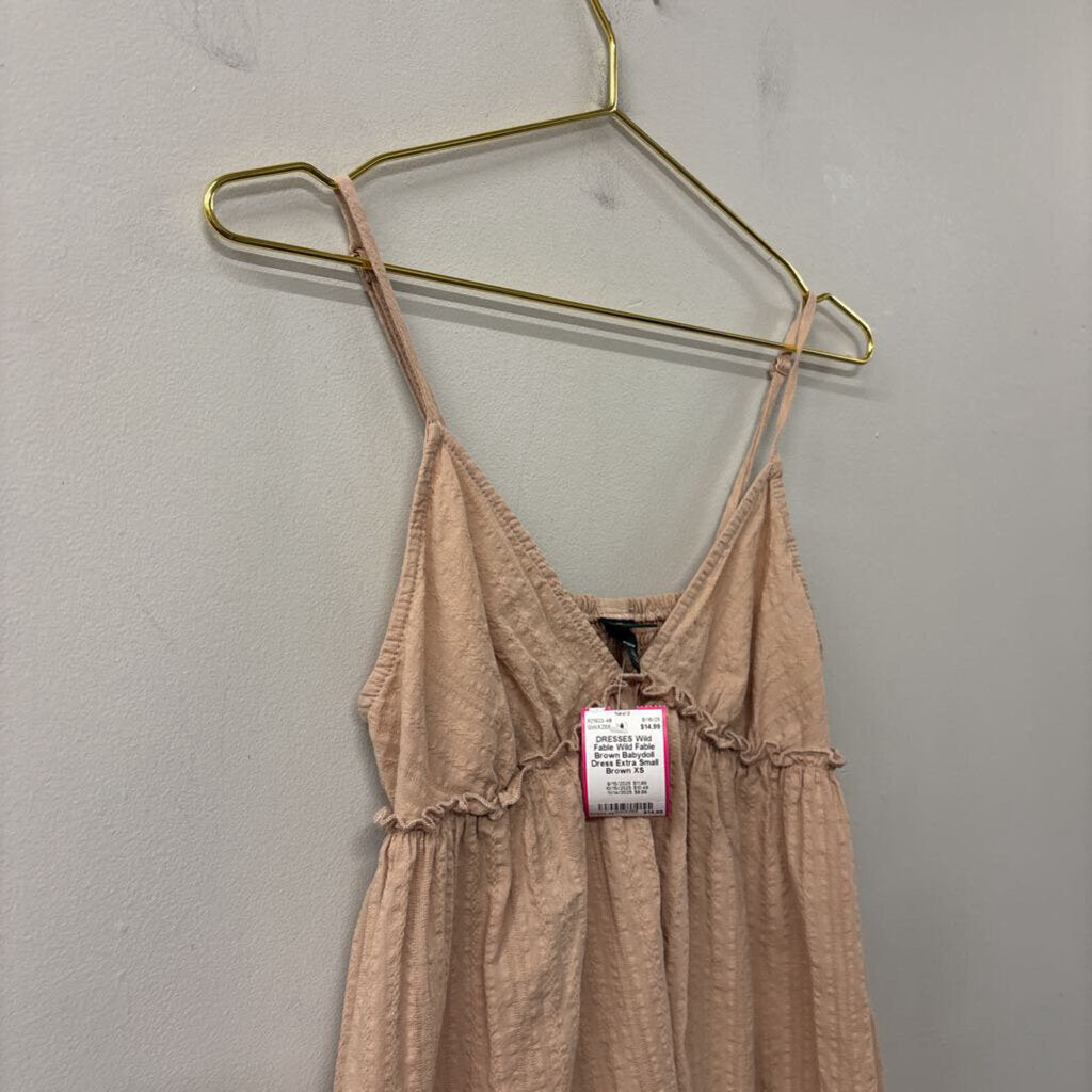 Wild Fable Brown Babydoll Dress Extra Small