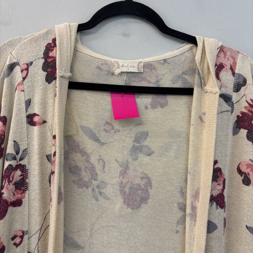 Altar'd State Flower Print Long Knit Cardigan Small