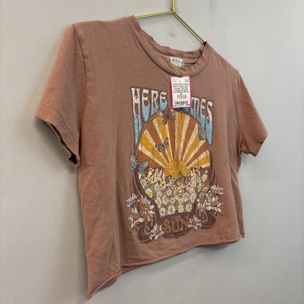 Altar'd State Here Comes The Sun Cropped Graphic Tee Medium