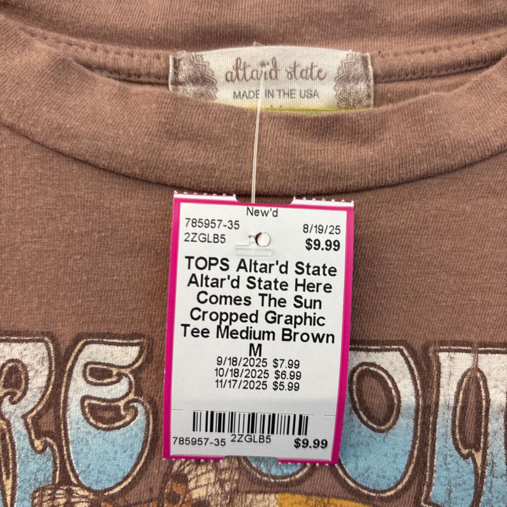 Altar'd State Here Comes The Sun Cropped Graphic Tee Medium