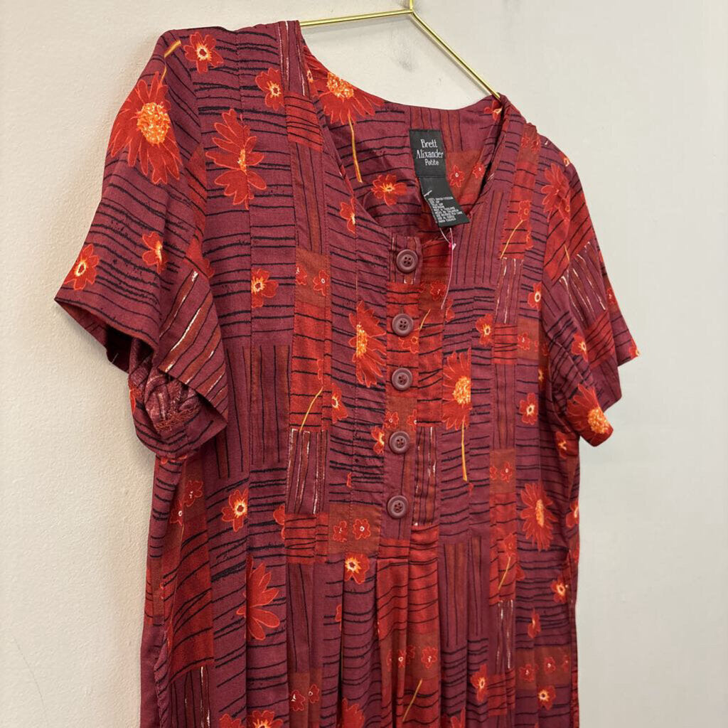 Vintage Brett Alixander Floral Print Dress 12P