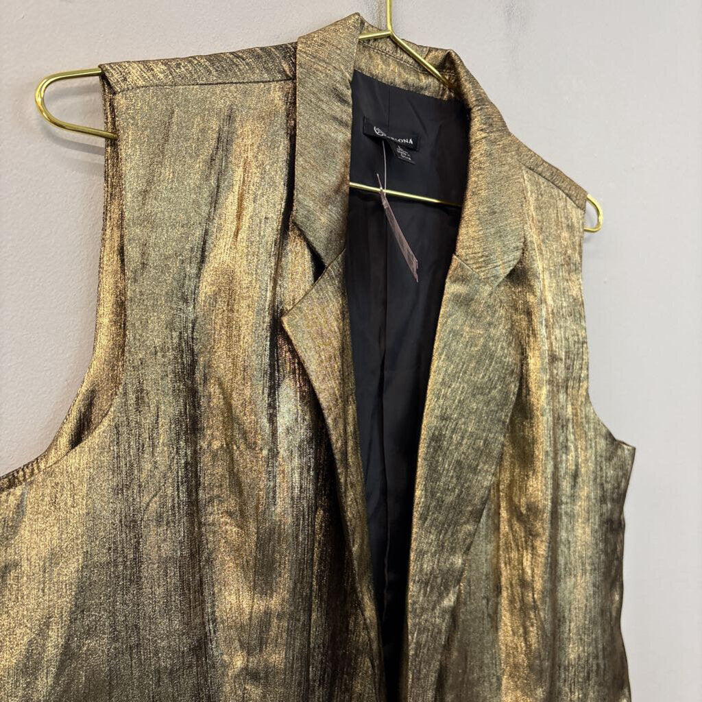 Versona Metallic Double Breasted Vest Large