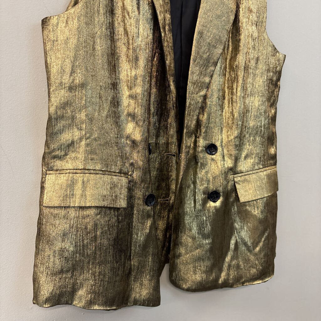 Versona Metallic Double Breasted Vest Large