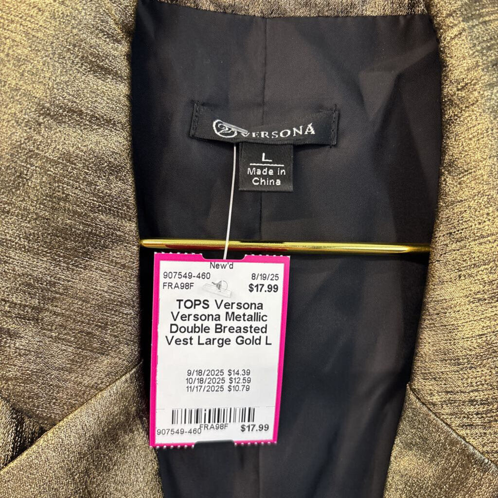 Versona Metallic Double Breasted Vest Large