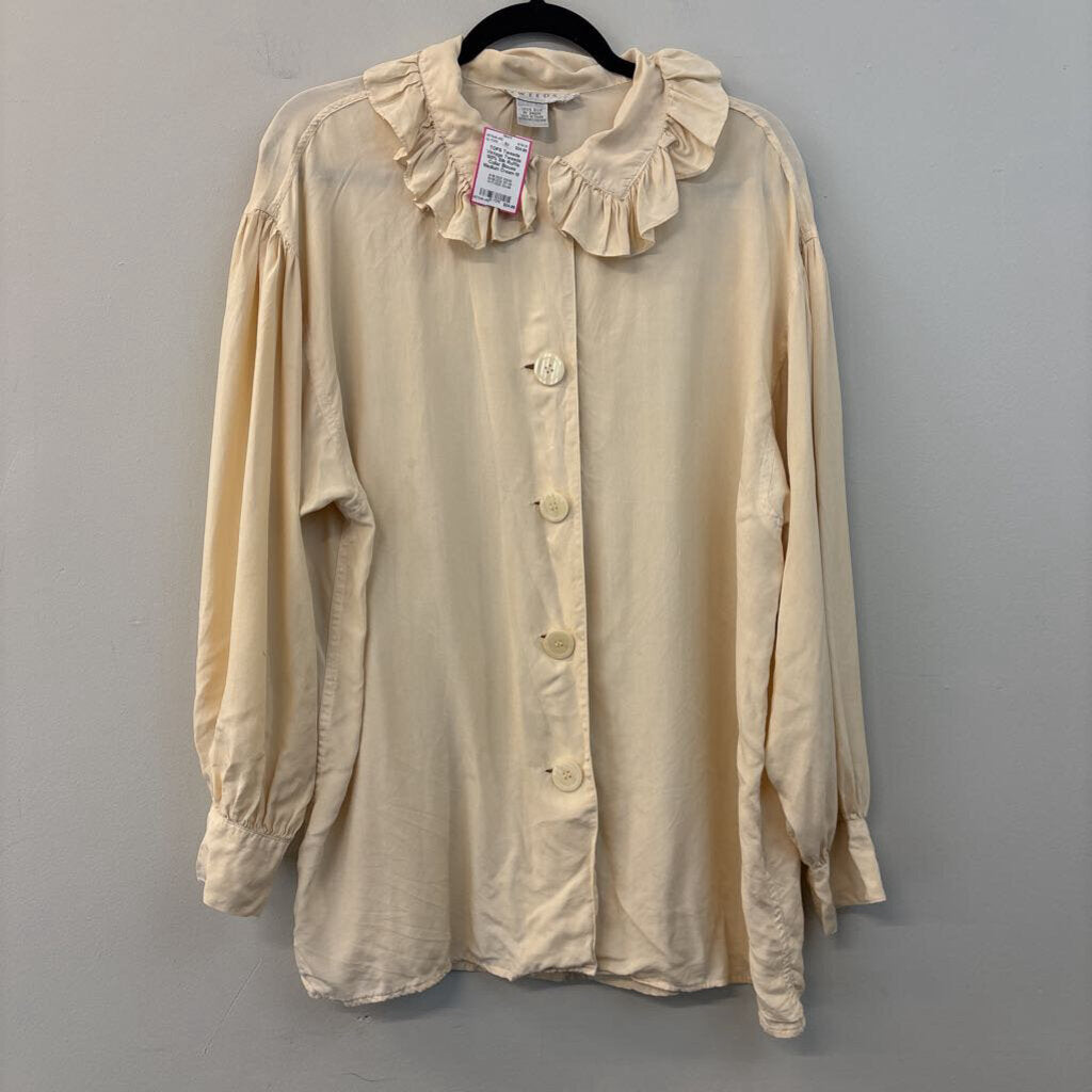 Vintage Tweeds 100% Silk Ruffle Collar Blouse Medium