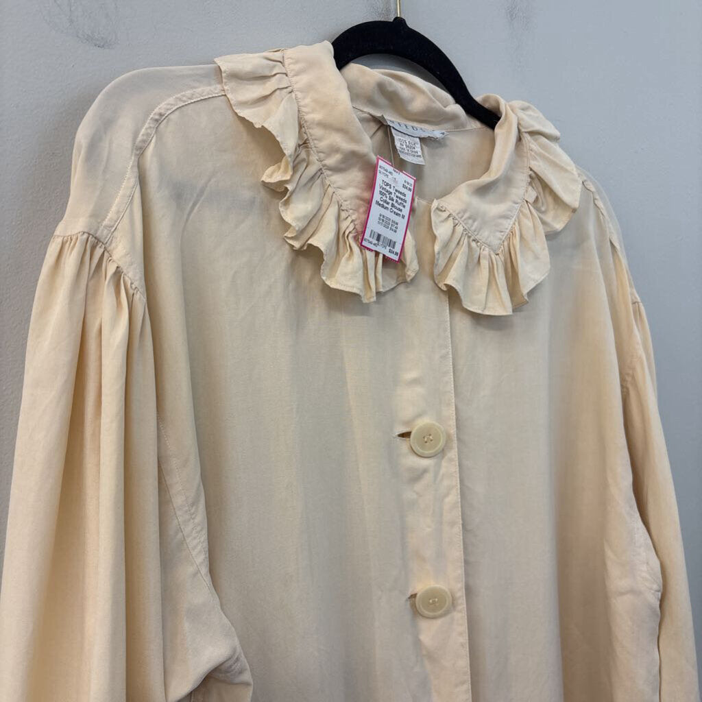 Vintage Tweeds 100% Silk Ruffle Collar Blouse Medium