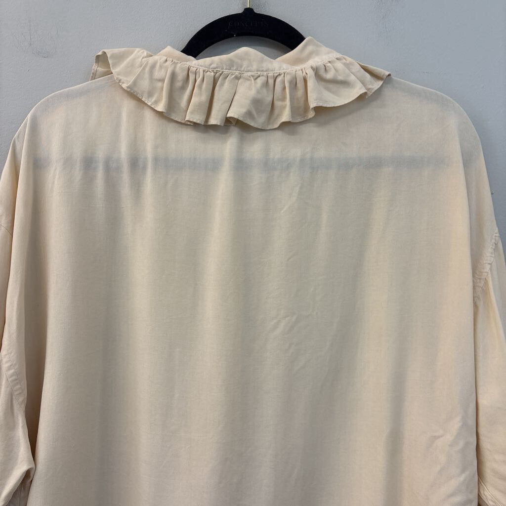 Vintage Tweeds 100% Silk Ruffle Collar Blouse Medium
