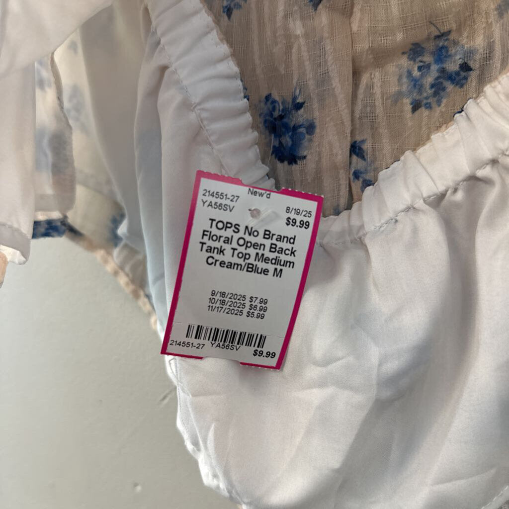 Floral Open Back Tank Top Medium