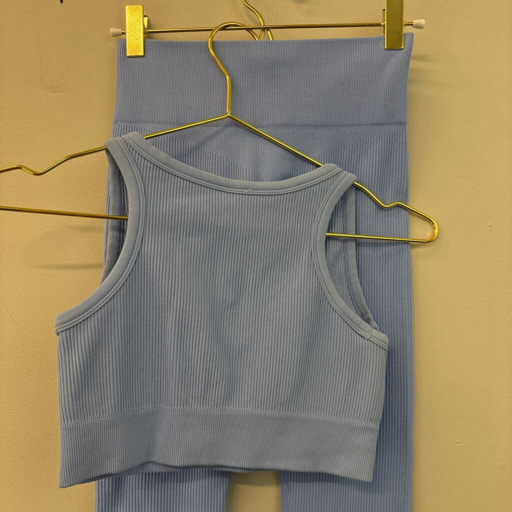 Light Blue Ribbed Athletic Set Small