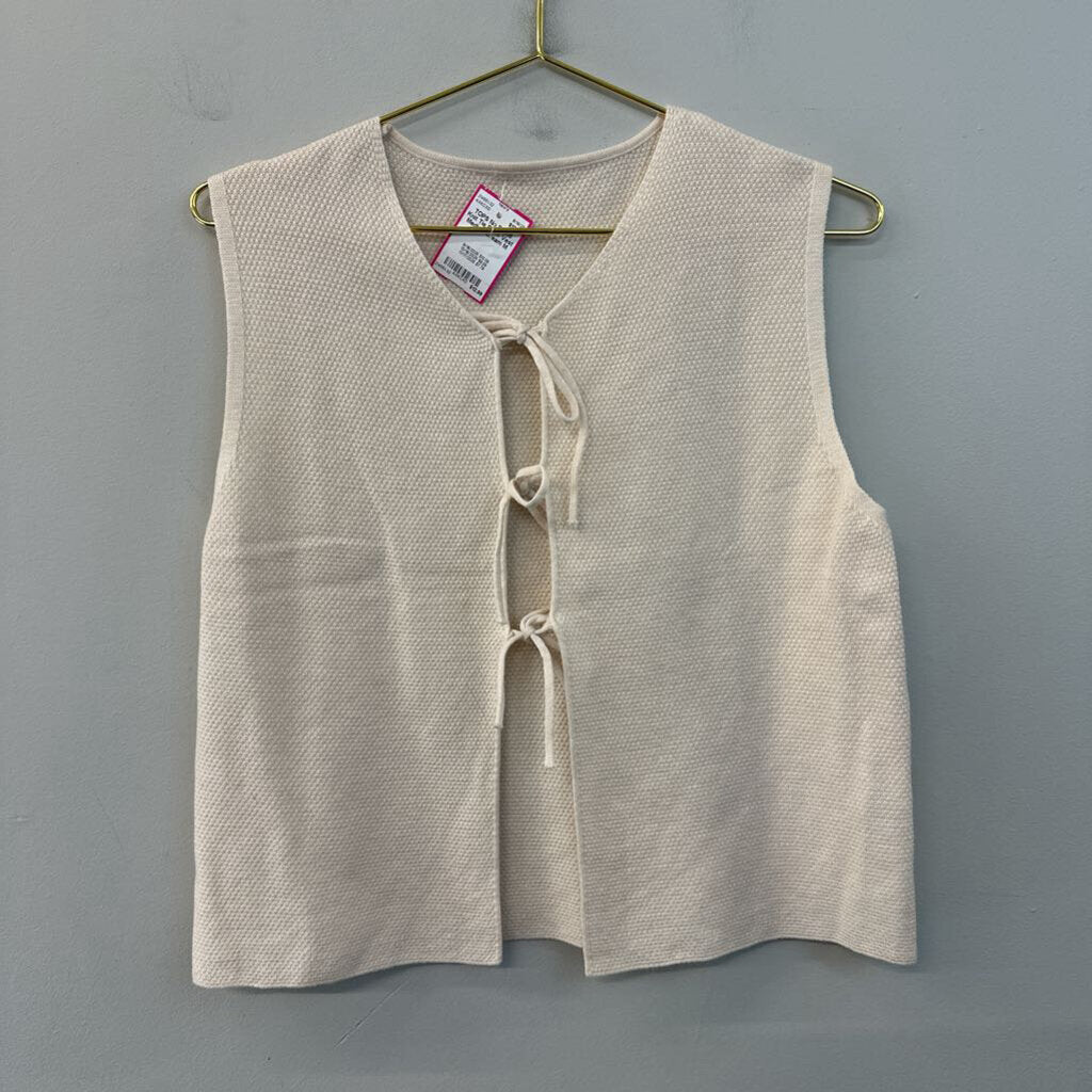 Knit Tie Front Vest Medium