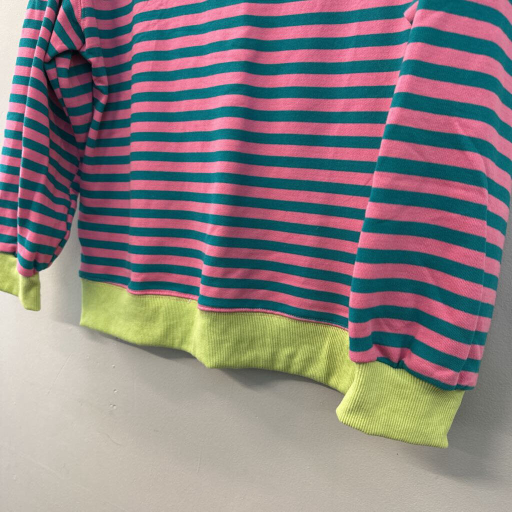 Contrast Color Striped Oversized Sweatshirt Small