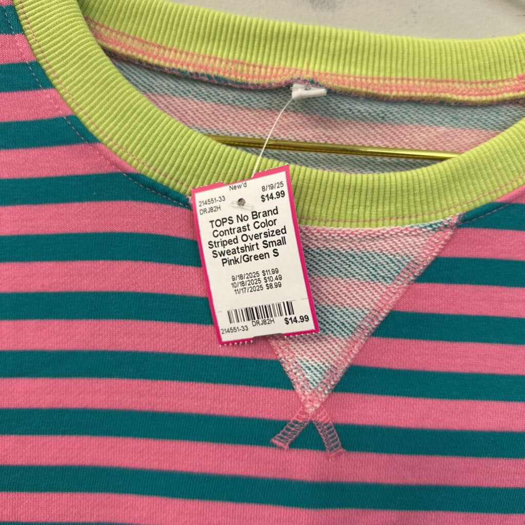 Contrast Color Striped Oversized Sweatshirt Small