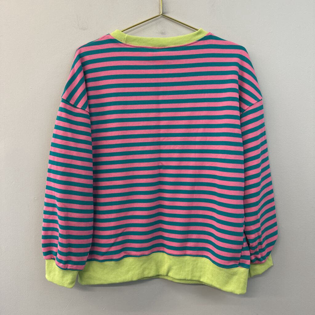 Contrast Color Striped Oversized Sweatshirt Small