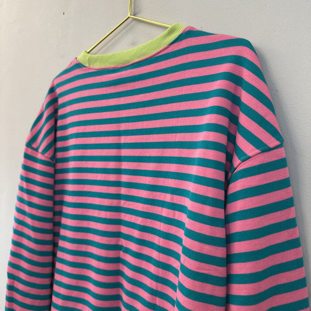 Contrast Color Striped Oversized Sweatshirt Small