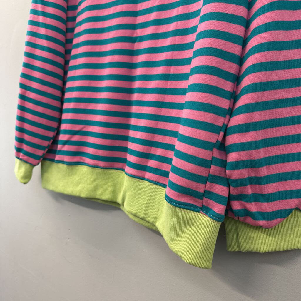 Contrast Color Striped Oversized Sweatshirt Small