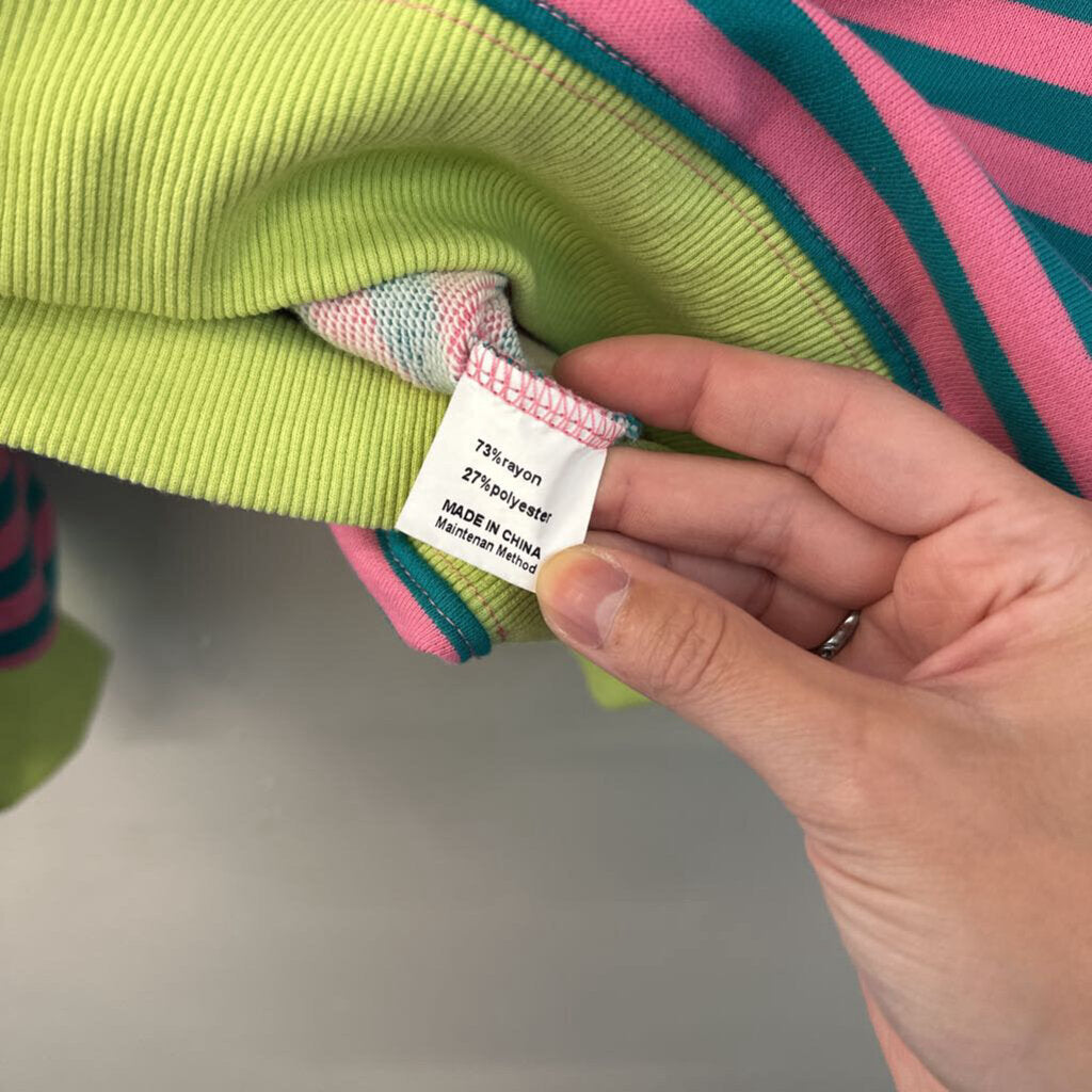 Contrast Color Striped Oversized Sweatshirt Small