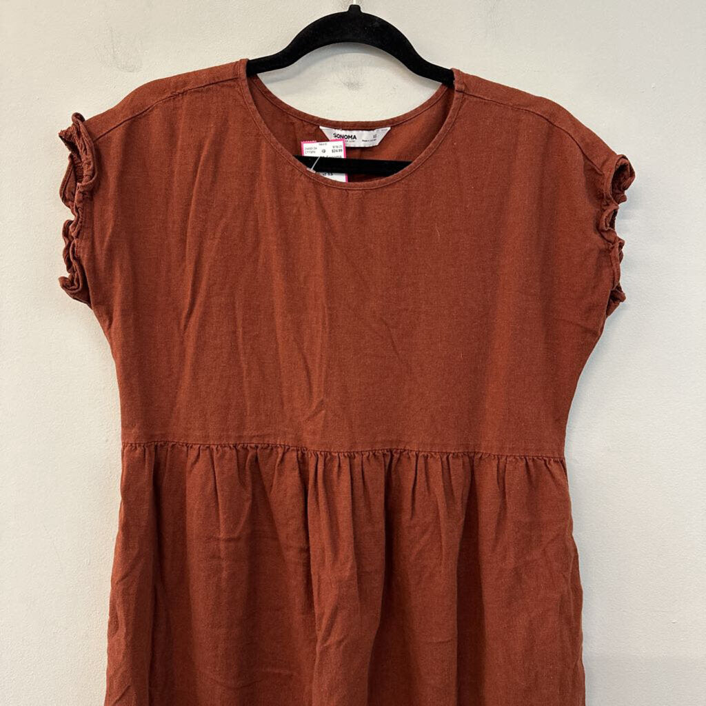 Sonoma Linen Blend Ruffle Babydoll Dress Extra Small