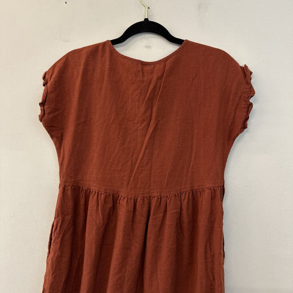 Sonoma Linen Blend Ruffle Babydoll Dress Extra Small