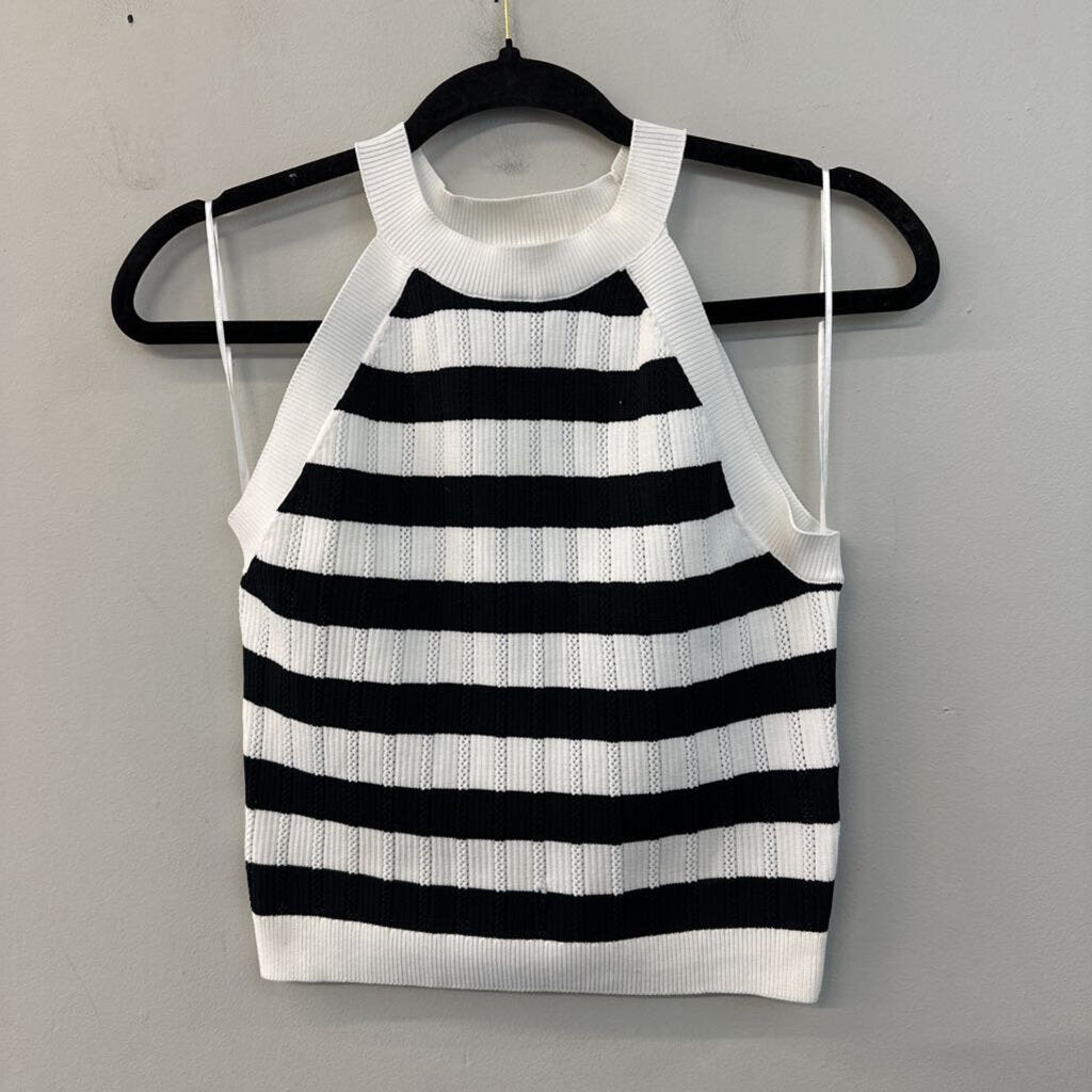 Happily Grey Striped Knit Tank Top Medium
