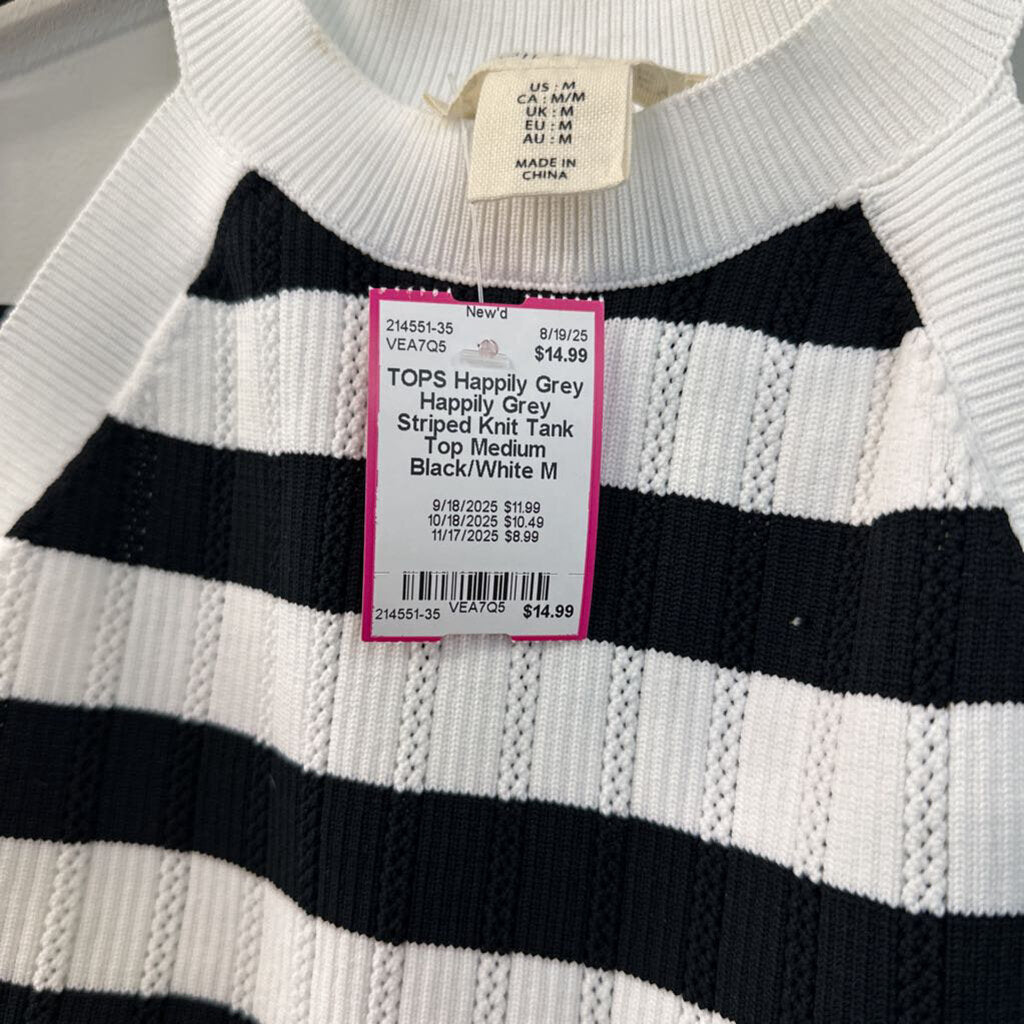 Happily Grey Striped Knit Tank Top Medium